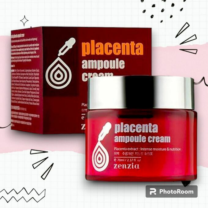 ZENZIA. Ампульный крем для лица ПЛАЦЕНТА,  PLACENTA AMPOULE CREAM 70 мл